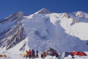 Gasherbrum II Expedition - View of the snow-covered Gasherbrum II, the 13th highest peak in the world, towering in the Karakoram Range.